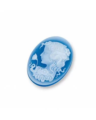 Cammeo Di Agata Naturale Inciso A Mano MADE IN ITALY Ovale 22x30mm 2pz Blu MOD03-CAMMEI DI AGATA NATURALE | Worldofjewel.com