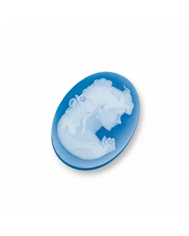 Cammeo Di Agata Naturale Inciso A Mano MADE IN ITALY Ovale 22x30mm 2pz Blu MOD09-CAMMEI DI AGATA NATURALE | Worldofjewel.com