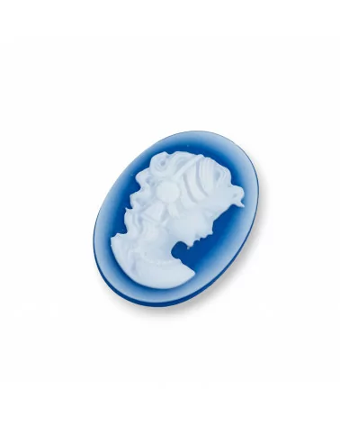 Cammeo Di Agata Naturale Inciso A Mano MADE IN ITALY Ovale 22x30mm 2pz Blu MOD14-CAMMEI DI AGATA NATURALE | Worldofjewel.com