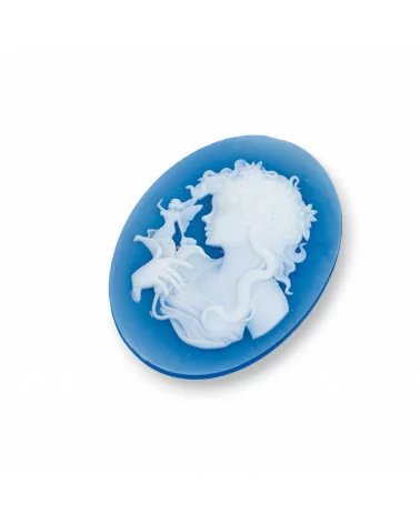 Cammeo Di Agata Naturale Inciso A Mano MADE IN ITALY Ovale 30x40mm 1pz Blu MOD02-CAMMEI DI AGATA NATURALE | Worldofjewel.com