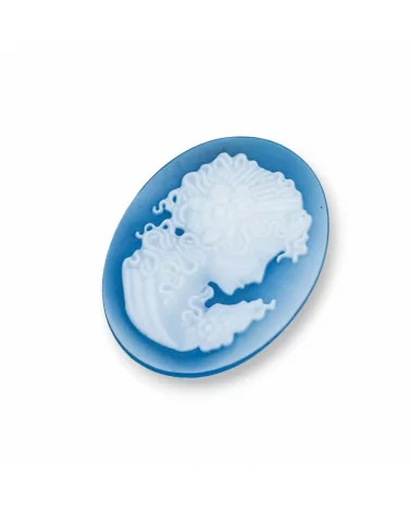 Cammeo Di Agata Naturale Inciso A Mano MADE IN ITALY Ovale 30x40mm 1pz Blu MOD07-CAMMEI DI AGATA NATURALE | Worldofjewel.com