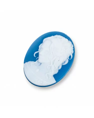 Cammeo Di Agata Naturale Inciso A Mano MADE IN ITALY Ovale 30x40mm 1pz Blu MOD08-CAMMEI DI AGATA NATURALE | Worldofjewel.com