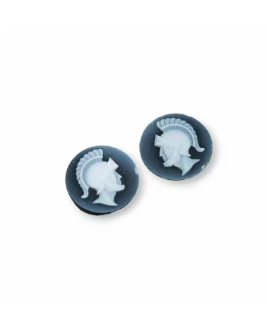 Cammeo Di Agata Naturale Inciso A Mano MADE IN ITALY Tondo 14mm 4pz NERO MOD02-CAMMEI DI AGATA NATURALE | Worldofjewel.com