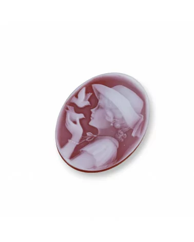 Cammeo Di Agata Naturale Inciso A Mano MADE IN ITALY Ovale 27x35mm 1pz ROSSO MOD20-CAMMEI DI AGATA NATURALE | Worldofjewel.com