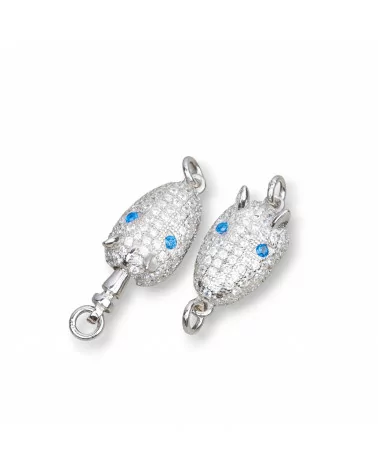 Chiusura Di Argento 925 Con Zirconi Micropave Testa Di Armadillo 8,5x14mm 2pz Rodiato Blu-CHIUSURE DI ARGENTO | Worldofjewel.com