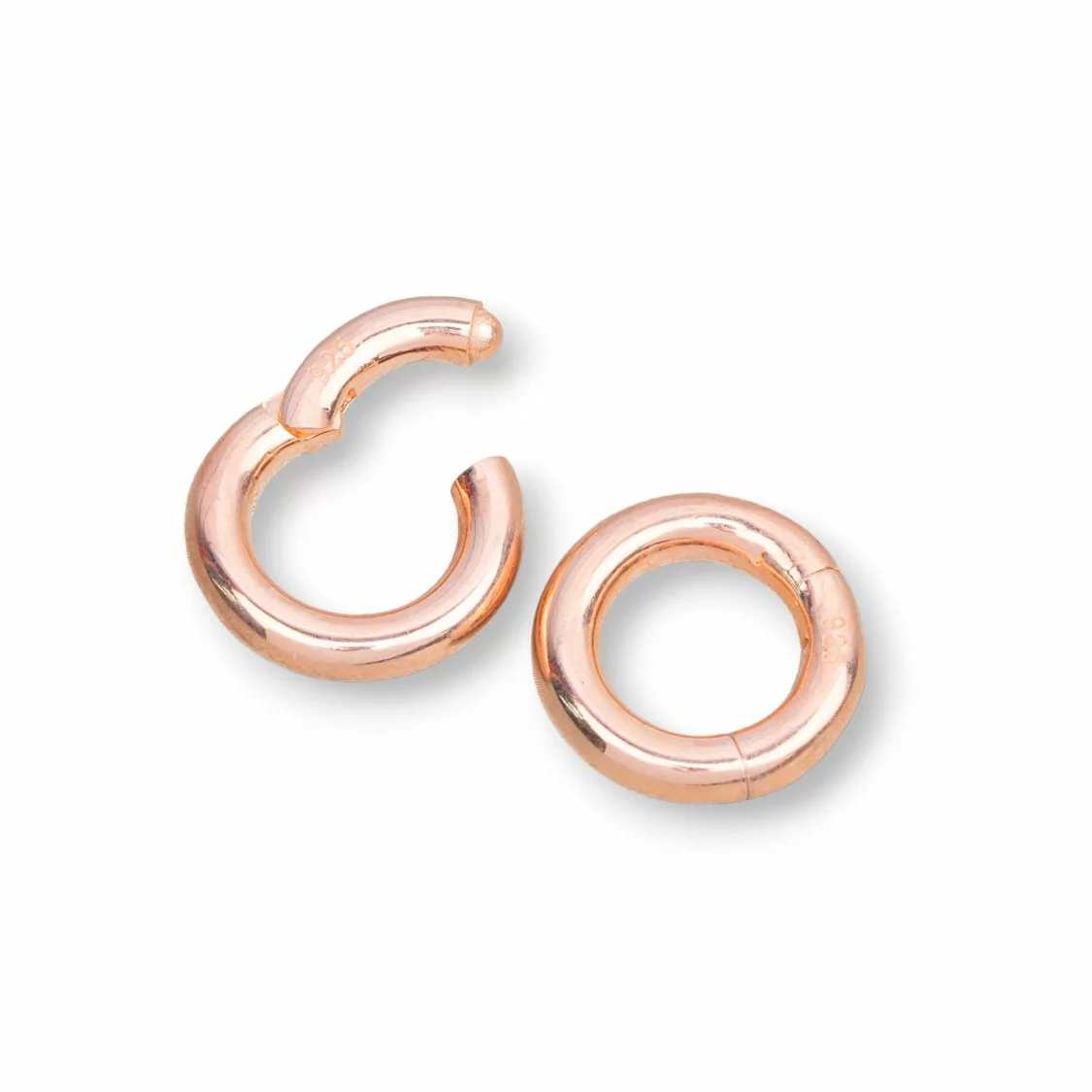 Chiusura Di Argento 925 Gancio A Ciambella Con Chiusura Invisibile 14mm 4pz Oro Rosa-CHIUSURE DI ARGENTO | Worldofjewel.com