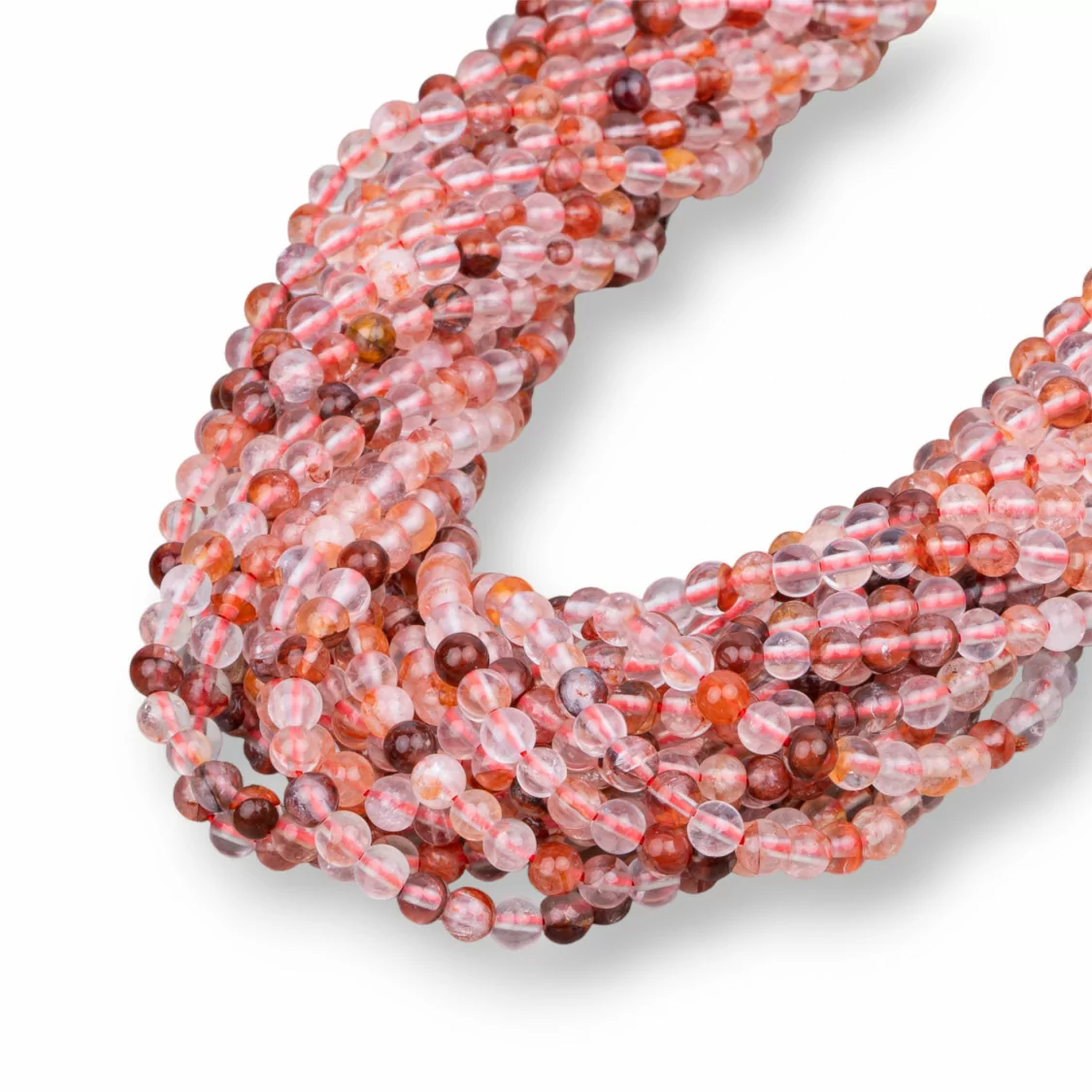 Quarzo Ematoide Rosso Chiaro Tondo Liscio 4mm-QUARZO EMATOIDE | Worldofjewel.com