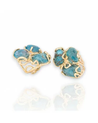 Anello Di Bronzo Collezione AURORA 32x36mm Con Pietre Dure Misura Regolabile Dorato Apatite-ANELLI BRONZO E OCCHIO DI GATTO | Worldofjewel.com