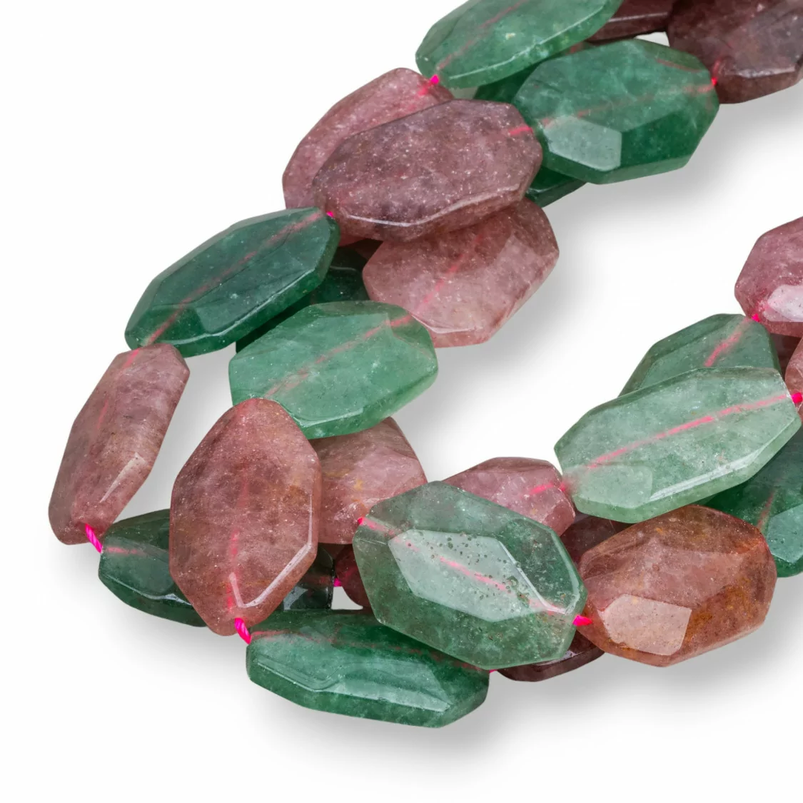 Strawberry Quartz - Quarzo Fragola Sasso Piatto Sfaccettato 20x30mm Mix-QUARZO FRAGOLA | Worldofjewel.com