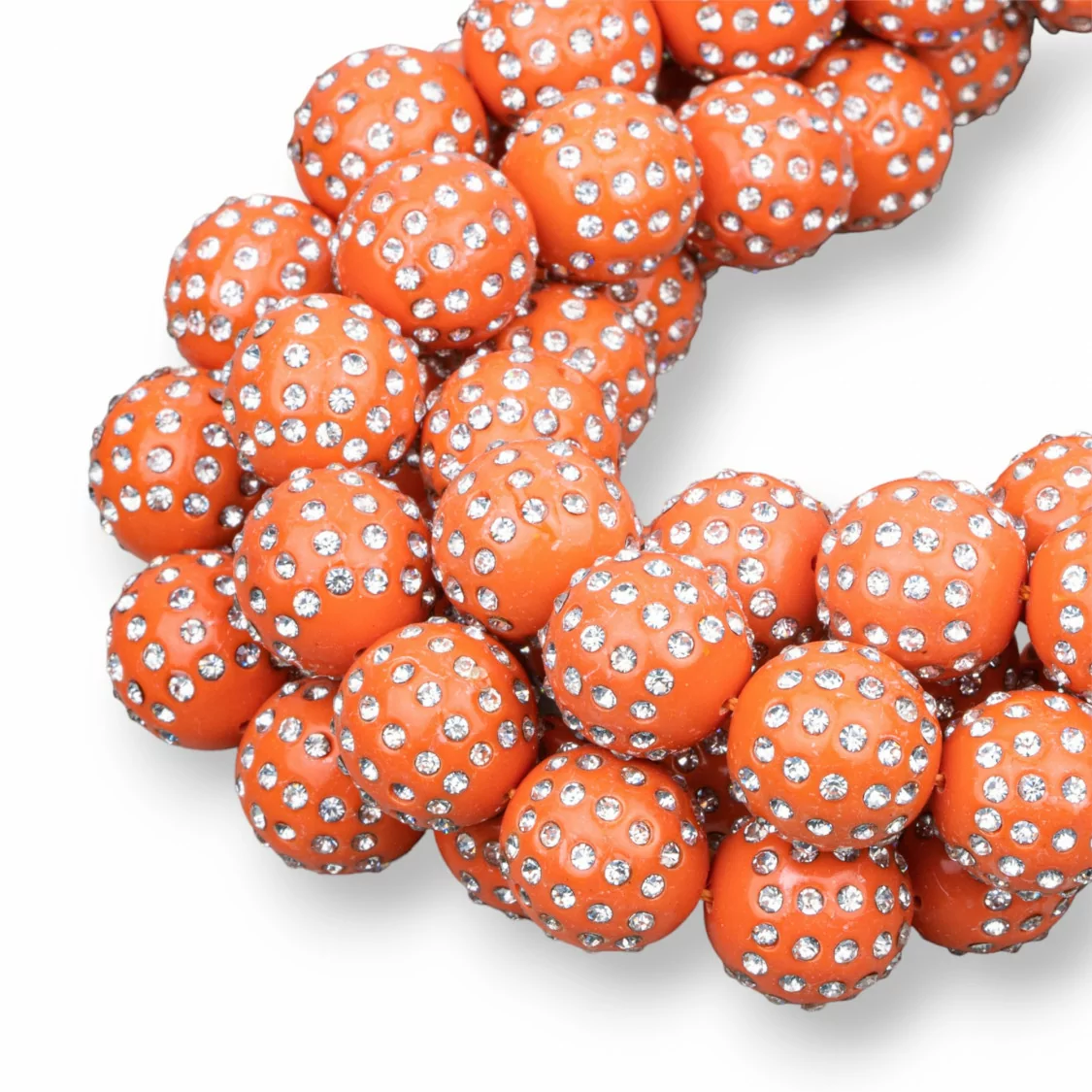 Palline 2 Fori Con Strass Tondo Liscio 12mm Pasta Di Corallo Arancio 1 Filo-PASTA CON STRASS | Worldofjewel.com