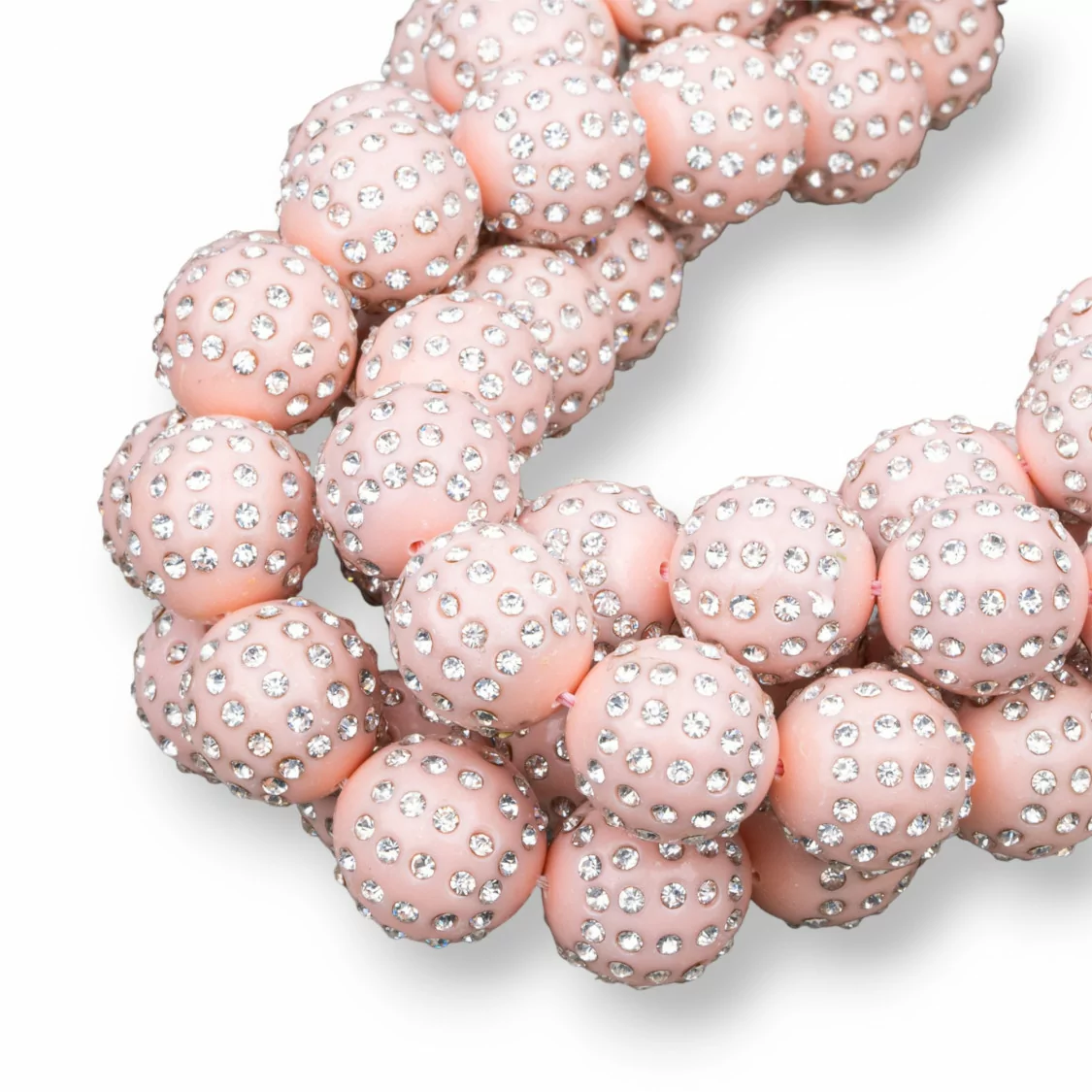 Palline 2 Fori Con Strass Tondo Liscio 12mm Pasta Di Corallo Rosa 1 Filo-PASTA CON STRASS | Worldofjewel.com