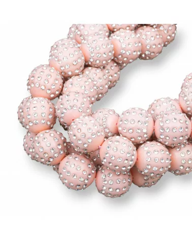 Palline 2 Fori Con Strass Tondo Liscio 16mm Pasta Di Corallo Rosa 1 Filo-PASTA CON STRASS | Worldofjewel.com