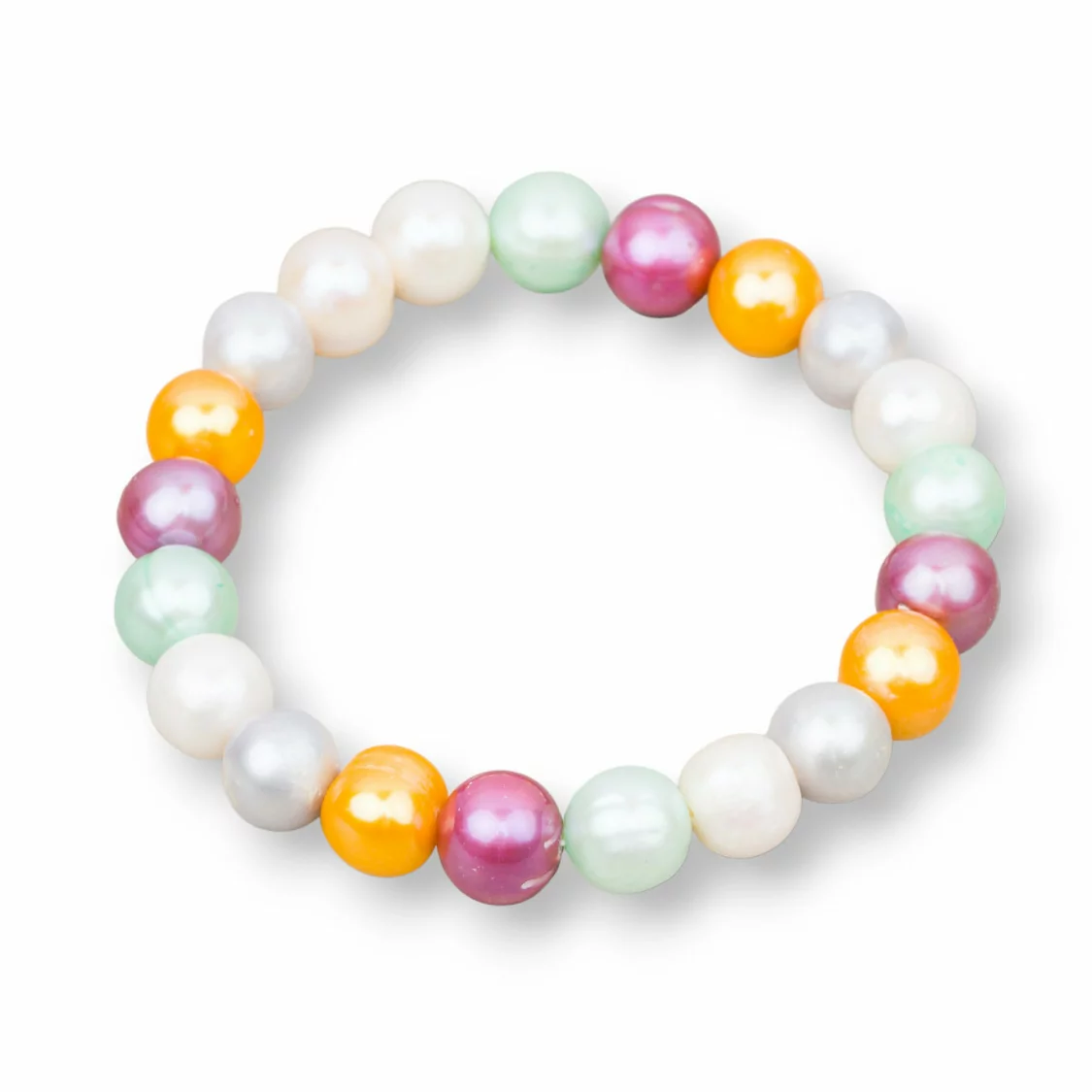 Bracciale Elastico Di Perle Di Fiume Tondo 9,5-10mm Multicolor MOD1-BRACCIALI DI PIETRE E PERLE | Worldofjewel.com