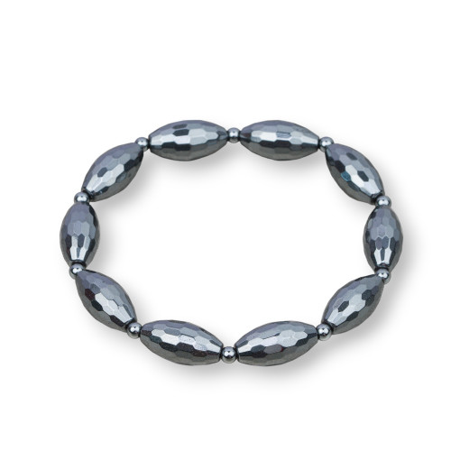 Bracciale Elastico Di Ematite 8mm Linea Uomo Chicco Di Riso