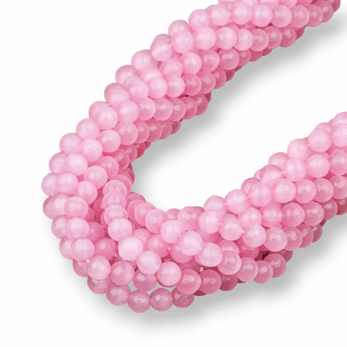 Occhio Di Gatto Rosa Perlina Tonda Sfaccettata 6mm-ROSA | Worldofjewel.com