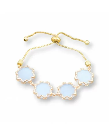 Bracciale Di Bronzo Con Occhio Di Gatto 16mm Incastonato Misura Regolabile Sali-Scendi Opal White-BRACCIALI BRONZO E OCCHIO DI GATTO | Worldofjewel.com