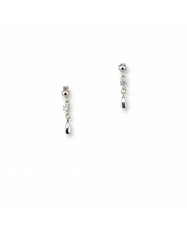 Orecchini A Perno Di Argento 925 Con Pinto Luce E Agata Bianca Goccia Lunga 10x60mm-ORECCHINI | Worldofjewel.com