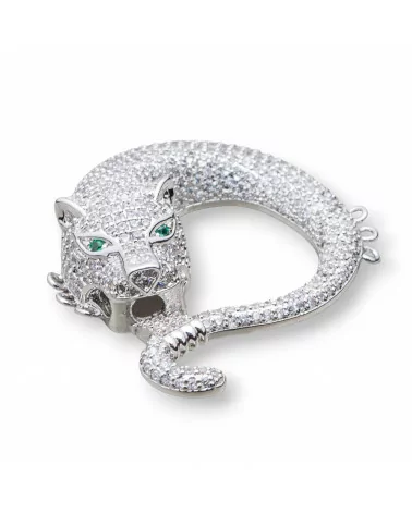 Componente Di Ottone Pave' Zirconato Ouroboros 37x43mm 1pz-CONNETTORI PAVE' | Worldofjewel.com