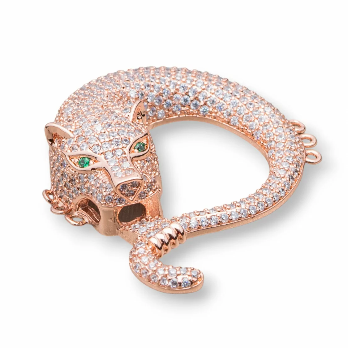 Componente Di Ottone Pave' Zirconato Ouroboros 37x43mm 1pz Oro Rosa-CONNETTORI PAVE' | Worldofjewel.com