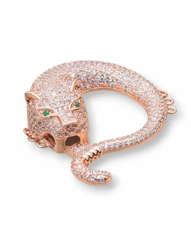 Componente Di Ottone Pave' Zirconato Ouroboros 37x43mm 1pz Oro Rosa-CONNETTORI PAVE' | Worldofjewel.com