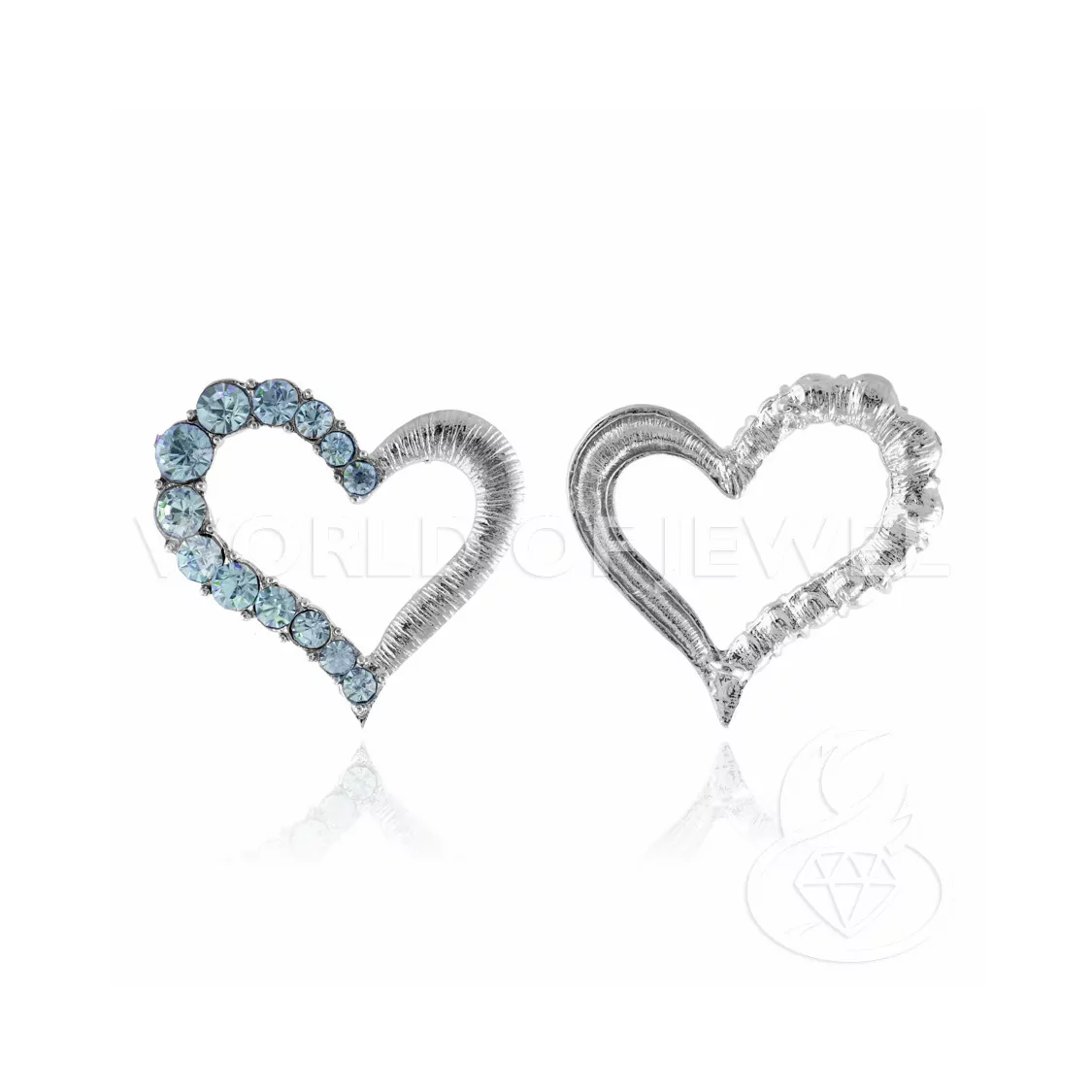 Distanziatore Di Ottone Con Strass Cuore Forato 30x26mm 15pz Celeste-CONNETTORI CON STRASS | Worldofjewel.com