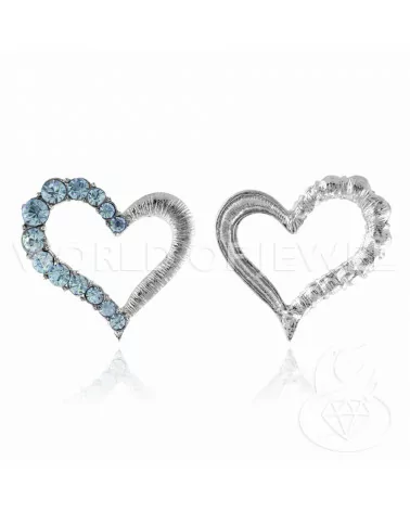 Distanziatore Di Ottone Con Strass Cuore Forato 30x26mm 15pz Celeste-CONNETTORI CON STRASS | Worldofjewel.com