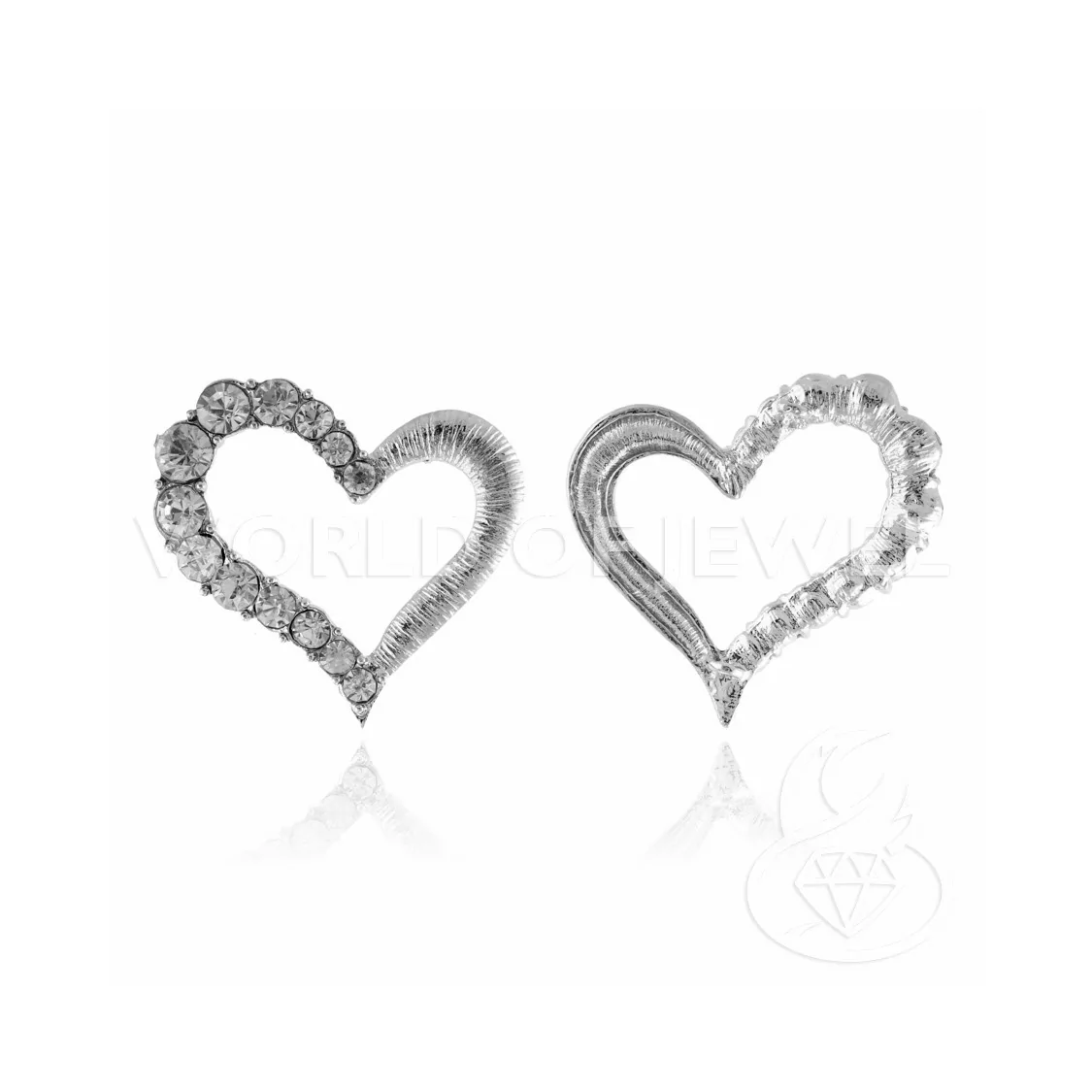 Distanziatore Di Ottone Con Strass Cuore Forato 48mm 10pz Bianco-CONNETTORI CON STRASS | Worldofjewel.com