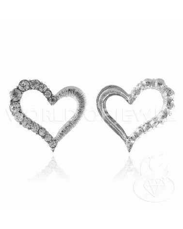 Distanziatore Di Ottone Con Strass Cuore Forato 48mm 10pz Bianco-CONNETTORI CON STRASS | Worldofjewel.com