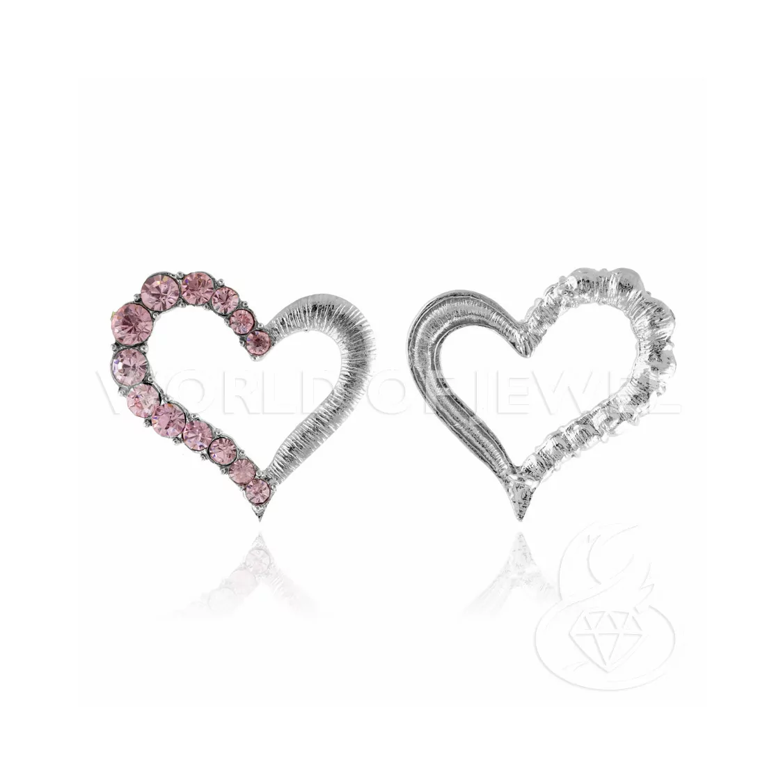 Distanziatore Di Ottone Con Strass Cuore Forato 48mm 10pz Rosa-CONNETTORI CON STRASS | Worldofjewel.com