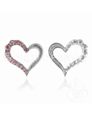 Distanziatore Di Ottone Con Strass Cuore Forato 48mm 10pz Rosa-CONNETTORI CON STRASS | Worldofjewel.com