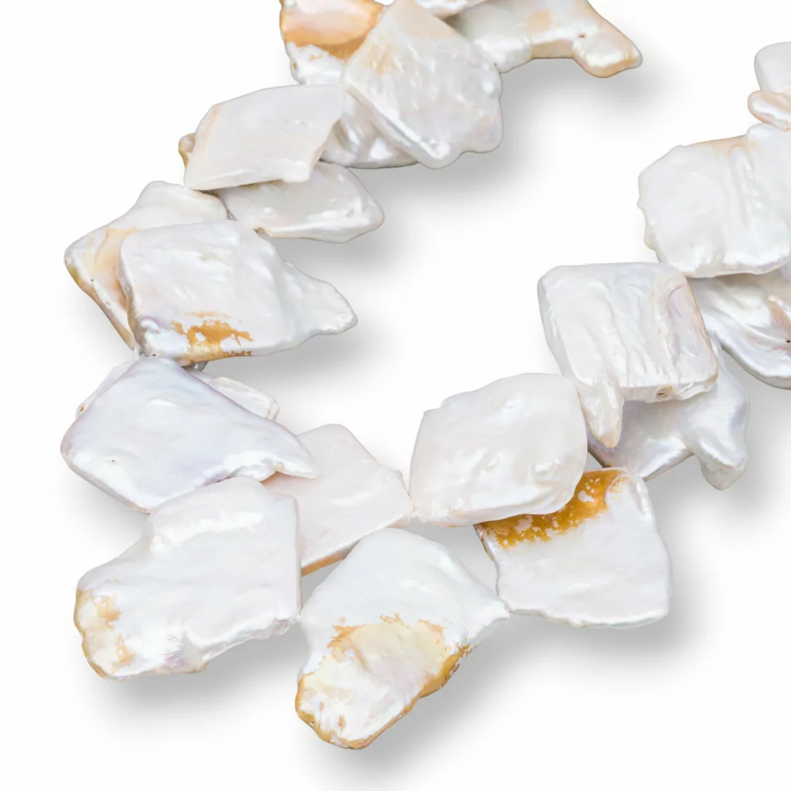 Perle Di Fiume Barocche Pepite (KEE) 70-80gr Bianco Macchiato-PERLE SCARAMAZZE PIATTE | Worldofjewel.com