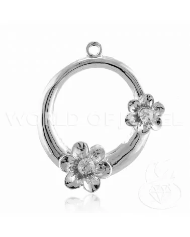 Distanziatore Di Ottone Con Strass Fiore 37mm 22pz Bianco-CONNETTORI CON STRASS | Worldofjewel.com