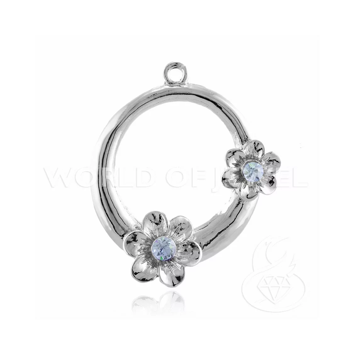 Distanziatore Di Ottone Con Strass Fiore 37mm 22pz Celeste-CONNETTORI CON STRASS | Worldofjewel.com