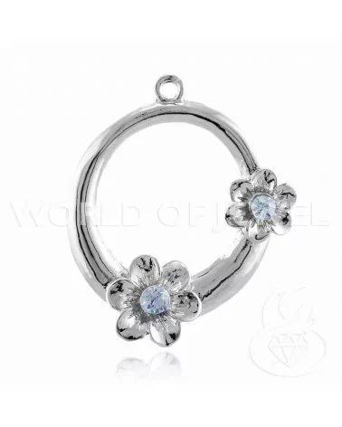 Distanziatore Di Ottone Con Strass Fiore 37mm 22pz Celeste-CONNETTORI CON STRASS | Worldofjewel.com