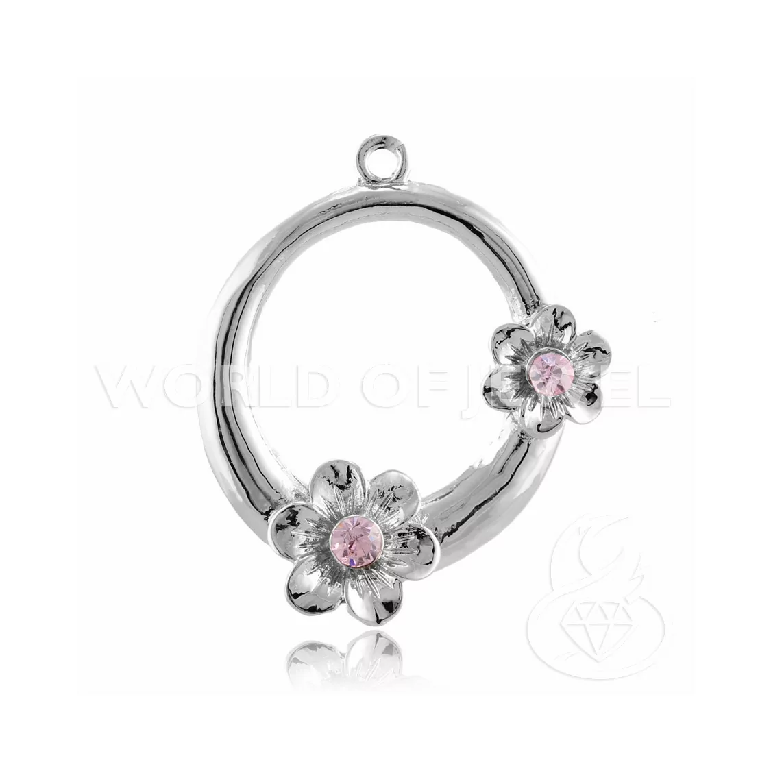 Distanziatore Di Ottone Con Strass Fiore 37mm 22pz Rosa-CONNETTORI CON STRASS | Worldofjewel.com