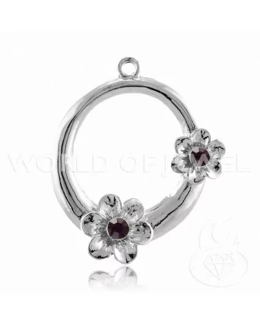 Distanziatore Di Ottone Con Strass Fiore 37mm 22pz Viola-CONNETTORI CON STRASS | Worldofjewel.com