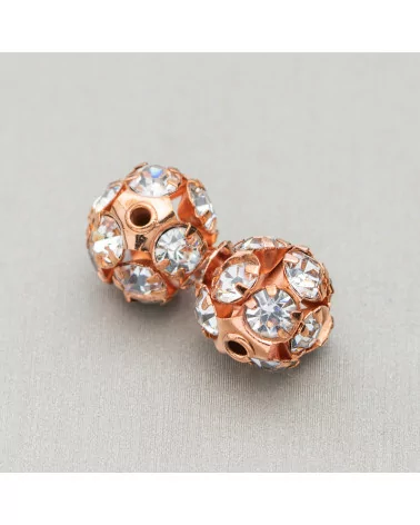 Distanziatore Palline Strass Di Ottone 8mm 40pz Oro Rosa Scuro-PALLINE STRASS | Worldofjewel.com