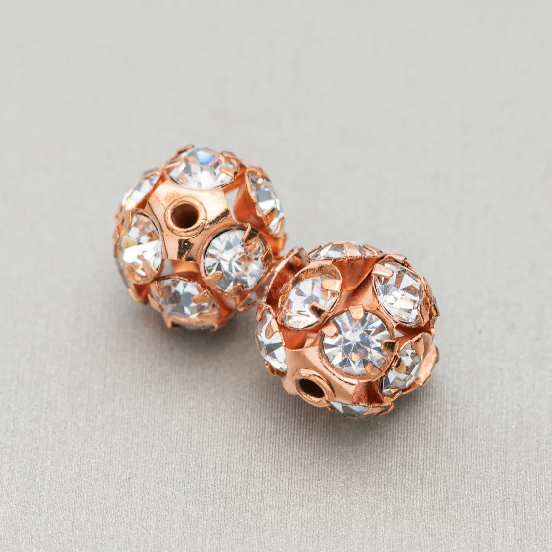 Distanziatore Palline Strass Di Ottone 10mm 40pz Oro Rosa Scuro-PALLINE STRASS | Worldofjewel.com