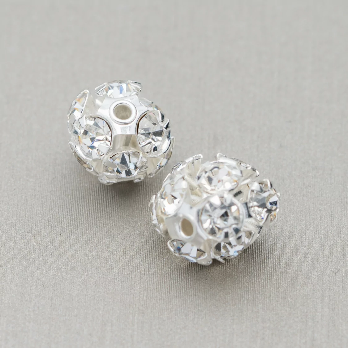 Distanziatore Palline Strass Di Ottone 12mm 30pz Argentato-PALLINE STRASS | Worldofjewel.com