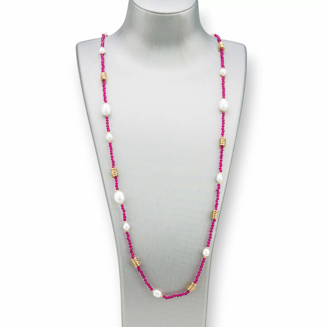 Collana Bijoux Con Zirconi Perle E Ematite 90cm Ruby-DESIGN ITALY | Worldofjewel.com