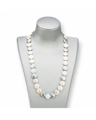 Collana Di Perle Di Maiorca Tondo Piatto 12mm Con Chiusura In Ottone 44-49cm Bianco Grigio Panna Rosa-COLLANE DI PIETRE DURE | Worldofjewel.com