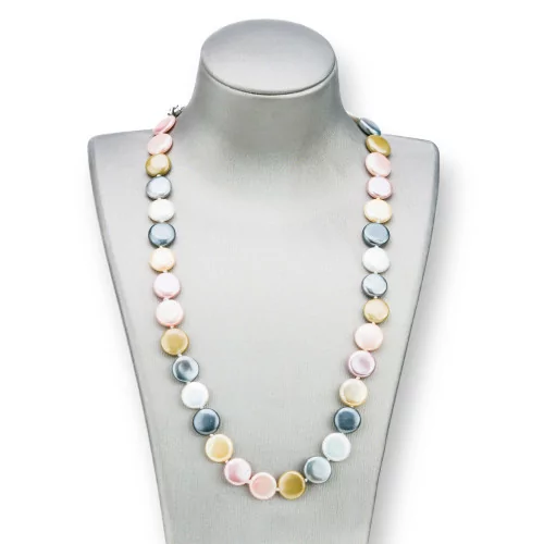 Collana Di Perle Di Maiorca Tondo Piatto 12mm Con Chiusura In Ottone 44-49cm Bianco Nero Grigio Giallo Rosa-COLLANE DI PIETRE DURE | Worldofjewel.com