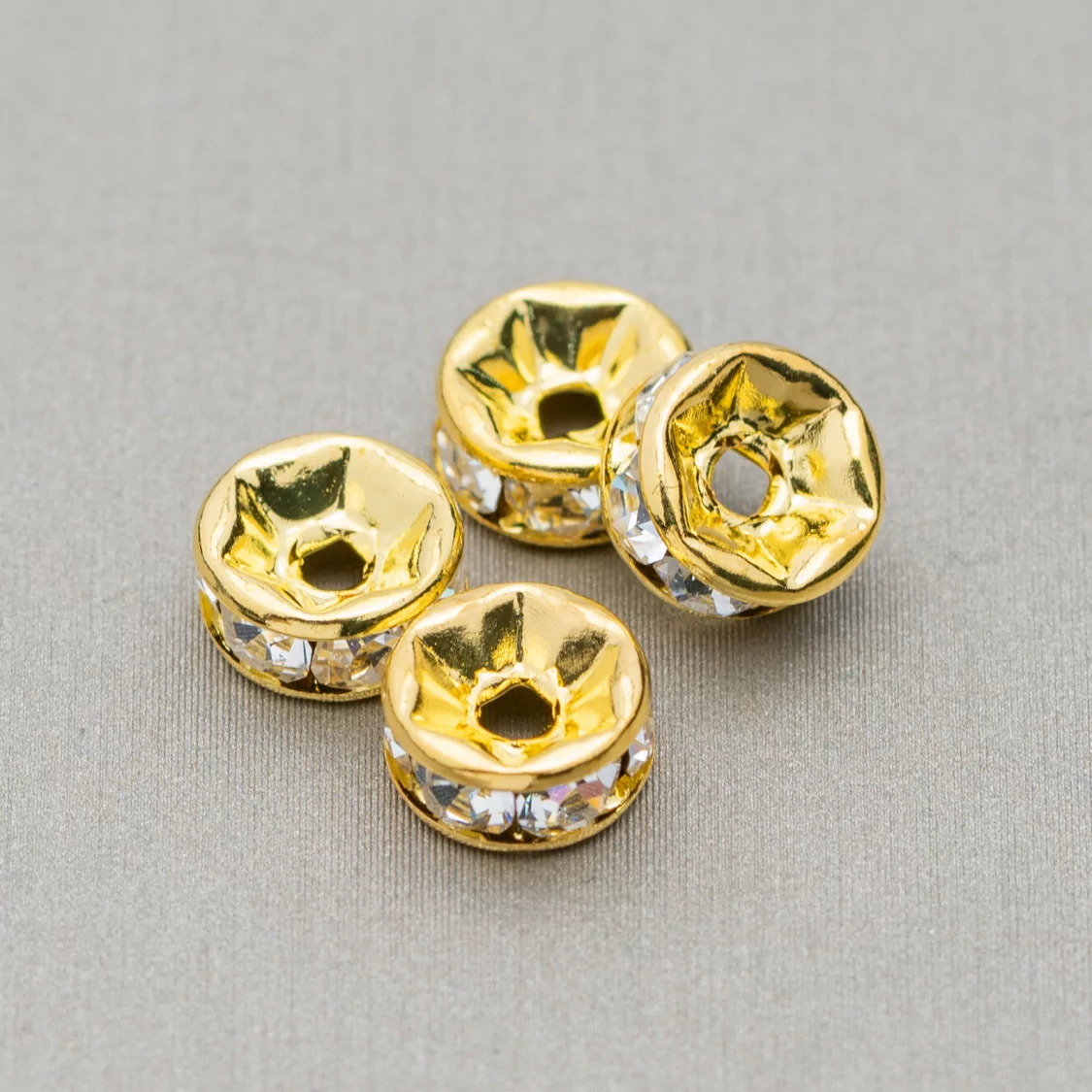 Distanziatore Rondelle Strass Di Ottone Qualita' Repubblica Ceca 5mm Dorato 100pz-CONNETTORI CON STRASS | Worldofjewel.com