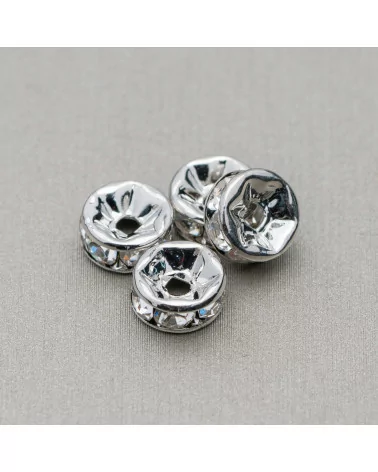 Distanziatore Rondelle Strass Di Ottone Qualita' Repubblica Ceca 5mm Rodiato 100pz-CONNETTORI CON STRASS | Worldofjewel.com