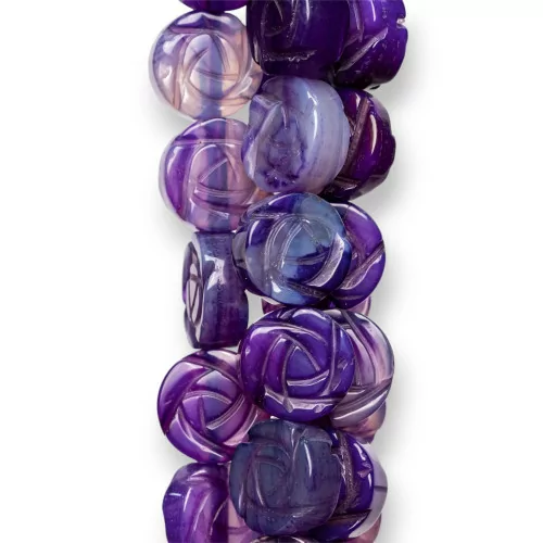 Fleur d'agate violette gravée 14 mm