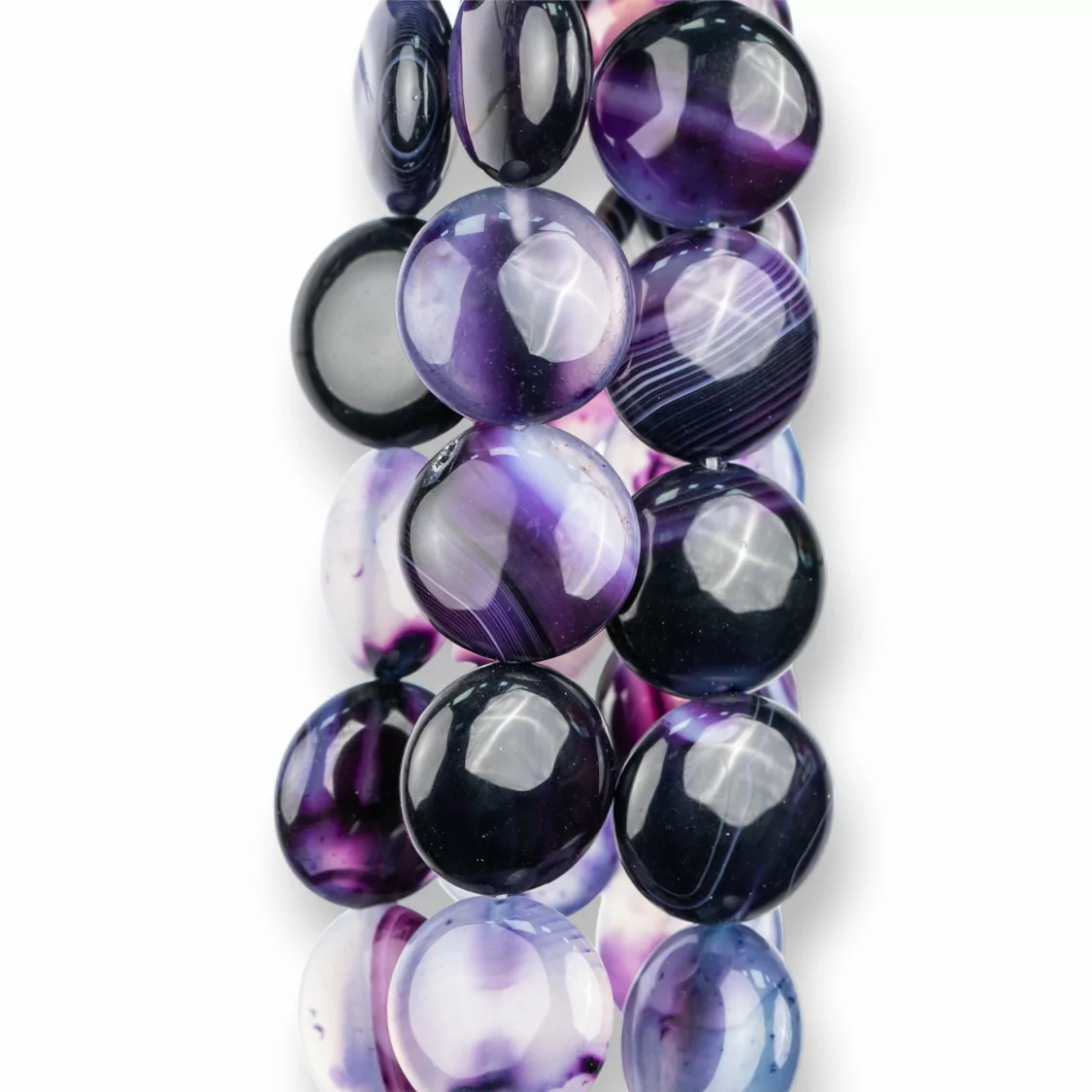 Agata Viola Striata Tondo Piatto Liscio 16mm-AGATA VIOLA | Worldofjewel.com