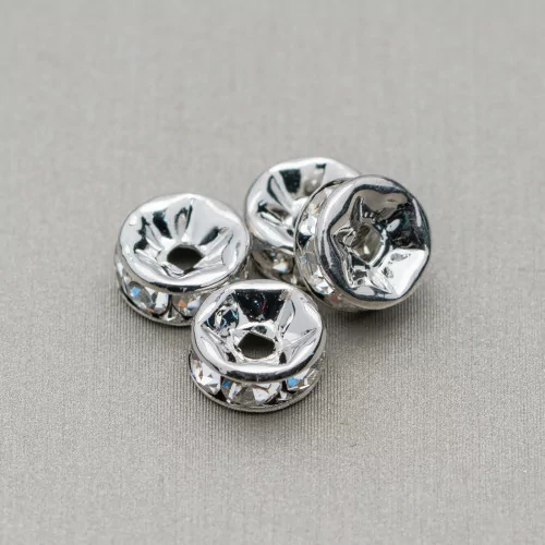 Ορειχάλκινο Rhinestone Washer Spacer Ποιότητας Τσεχίας 08mm Ρόδιο 100τμχ