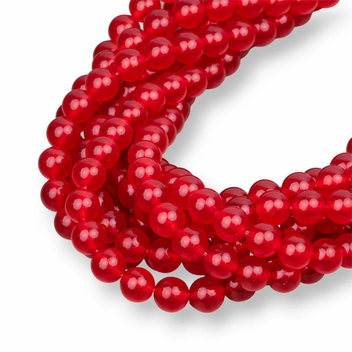 Giada Ghiaccio (Icy Jade) Rosso Tondo Liscio 8mm-GIADA GHIACCIO | Worldofjewel.com