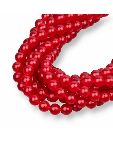 Giada Ghiaccio (Icy Jade) Rosso Tondo Liscio 8mm-GIADA GHIACCIO | Worldofjewel.com