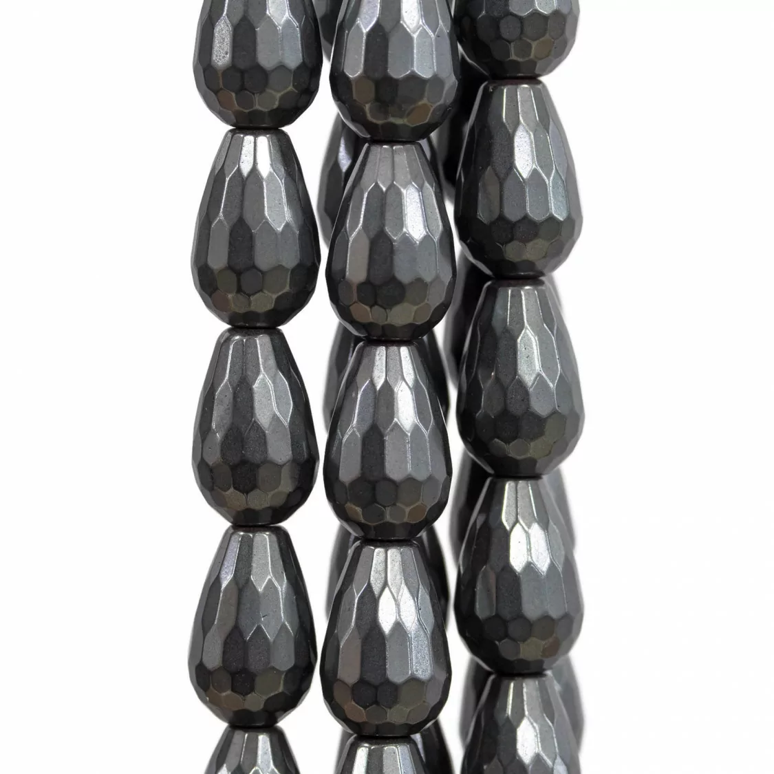 Ematite Naturale Gocce Briolette Sfaccettate 8x12mm Semiopaco-EMATITE | Worldofjewel.com